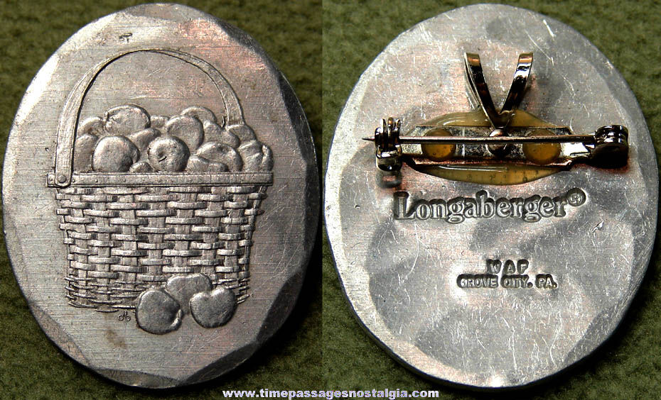 Longaberger Basket Advertising Premium Metal Necklace Pendant or Pin
