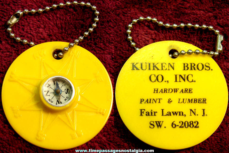 Colorful Old Kuiken Brothers Hardware Store Advertising Premium Compass Key Chain