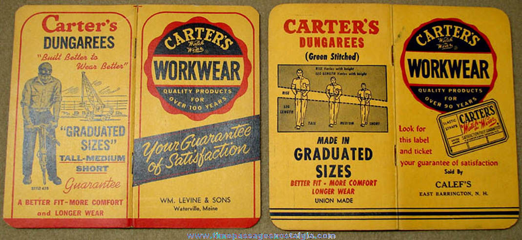 (2) 1953 & 1964 Carter’s Workwear Advertising Premium Booklets