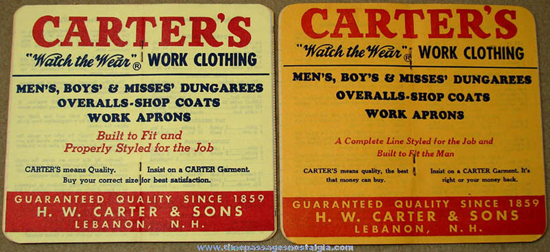 (2) 1953 & 1964 Carter’s Workwear Advertising Premium Booklets