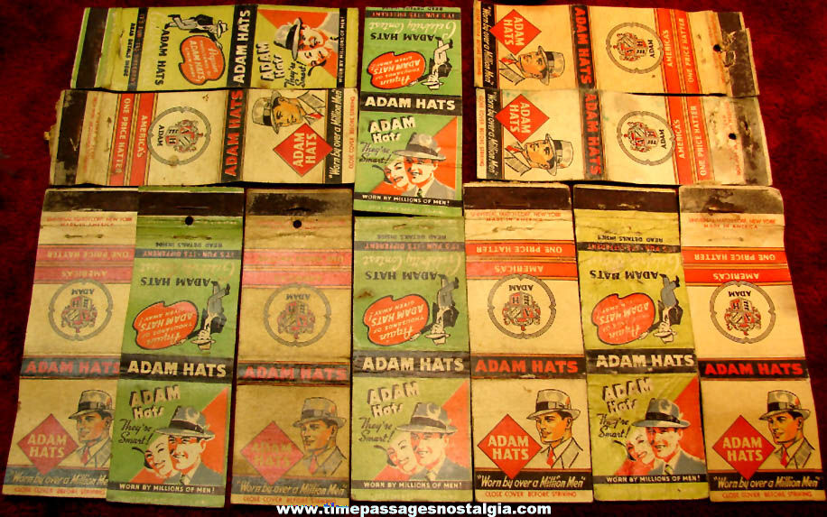 (12) Old Adam Hat Advertising & Contest Match Book Covers