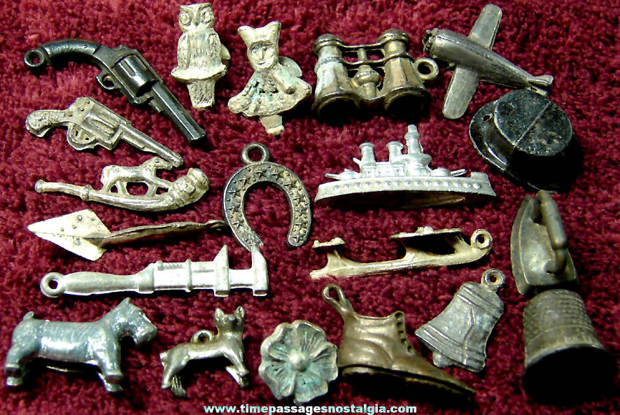 (20) Old Cracker Jack Pot Metal or Lead Miniature Toy Prizes