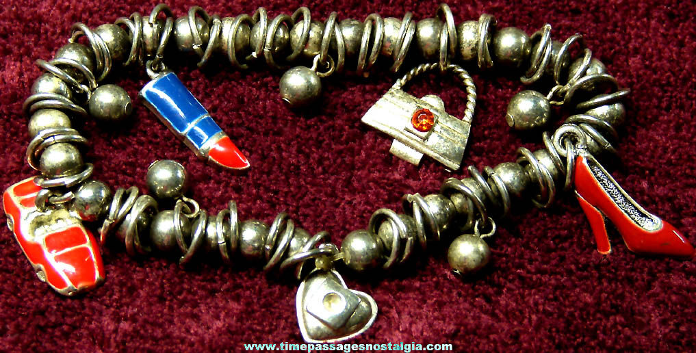 Ladies’ Metal Jewelry Charm Bracelet with (10) Charms