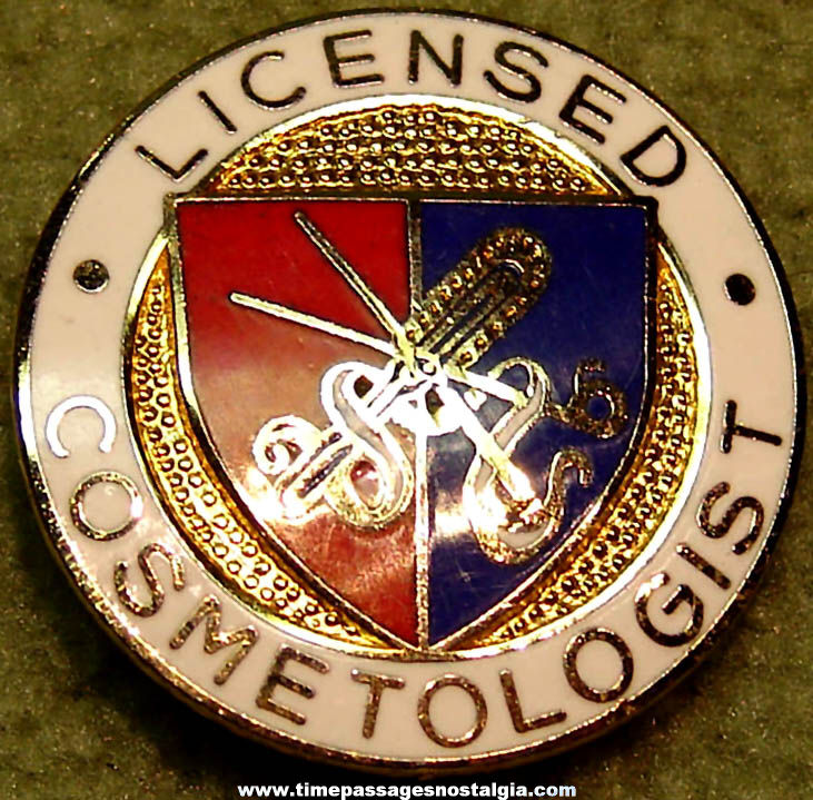 1977 Licensed Cosmetologist Enameled Metal Jewelry Pin