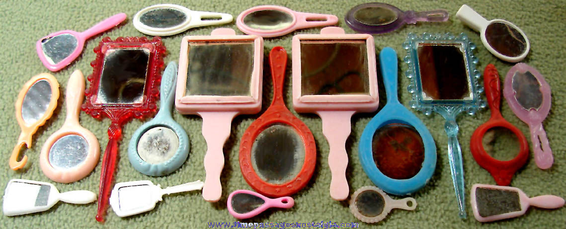 (21) Old Small or Miniature Toy Doll Vanity Hand Mirrors