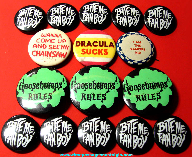 (16) Old Monster or Horror Character Related Pin Back Buttons