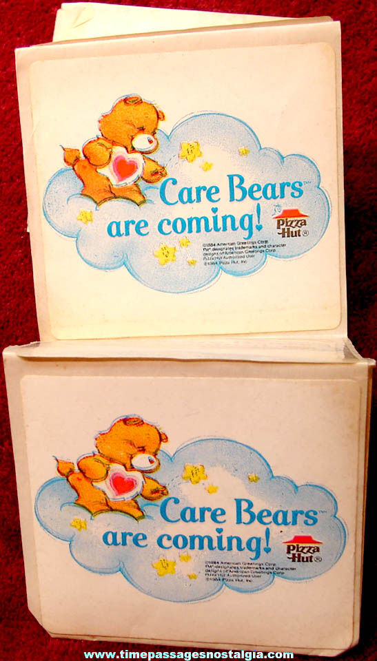 (11) Colorful Unused 1984 Care Bear Cartoon Character Pizza Hut Promotional Stickers