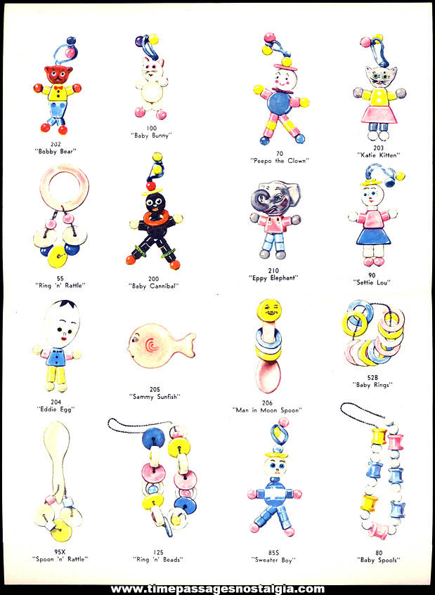 Colorful ©1947 Tykie Toy Bakelite Baby Rattle and Teething Toy Advertising Brochure