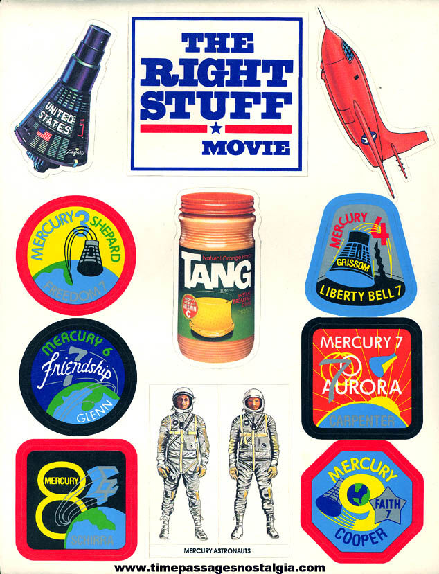 Old Tang Orange Drink Mix Advertising Premium The Right Stuff Space Movie Sticker Sheet