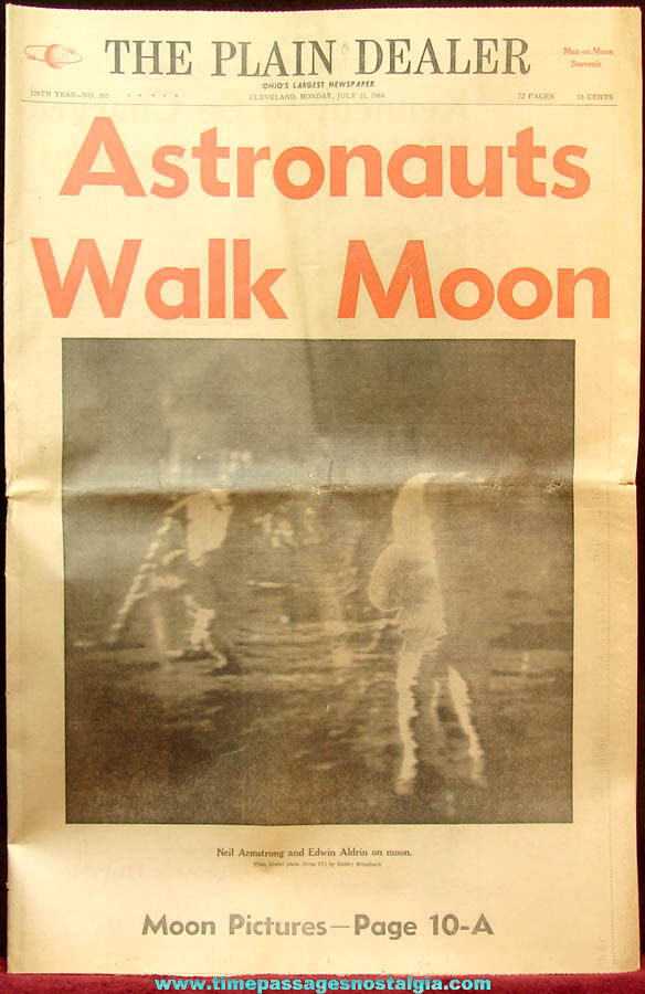 July 21st 1969 Apollo Astronauts Walk On Moon Ohio Plain Dealer Newspaper