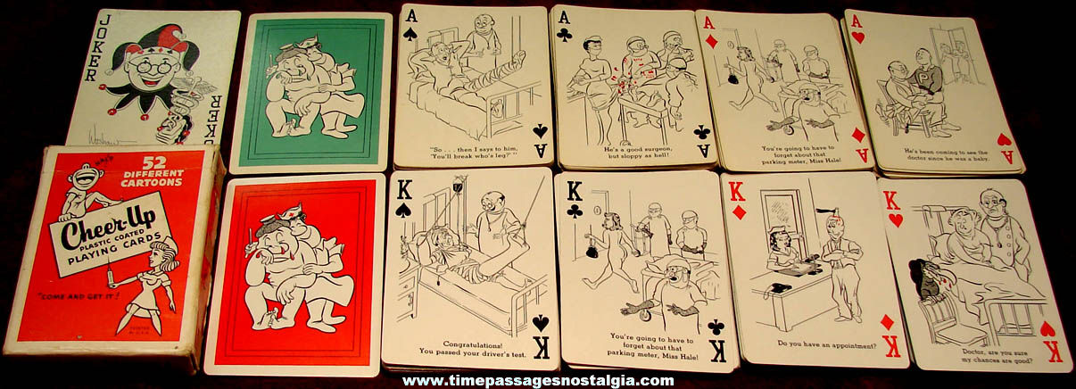 (2) Funny Old Medical or Doctor Cartoon or Comic Playing Card Decks
