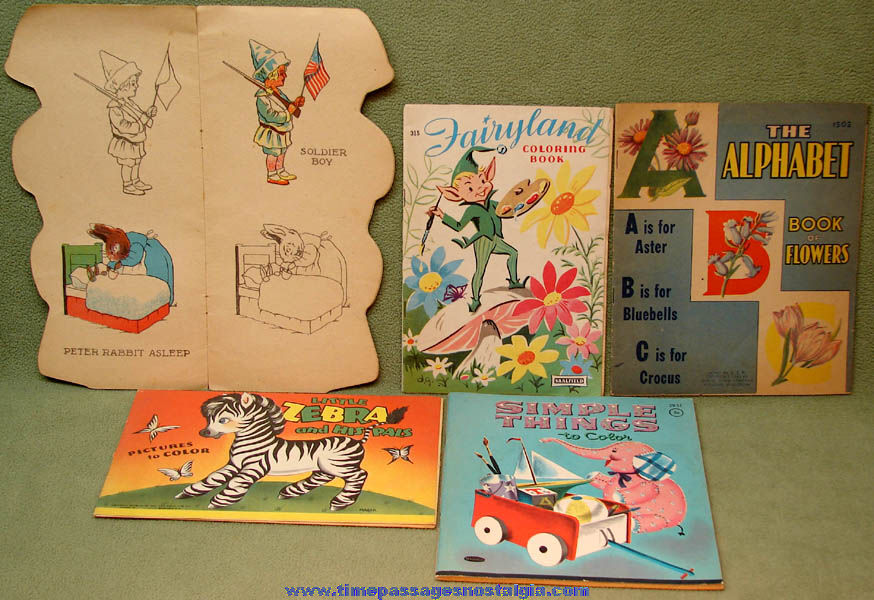 (5) Small Colorful Old Children’s Novelty Coloring Painting and Drawing Books