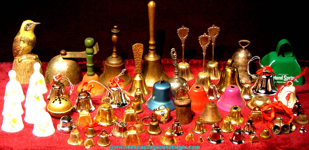 (70) Various Brass Tin Metal Porcelain and Novelty Bells