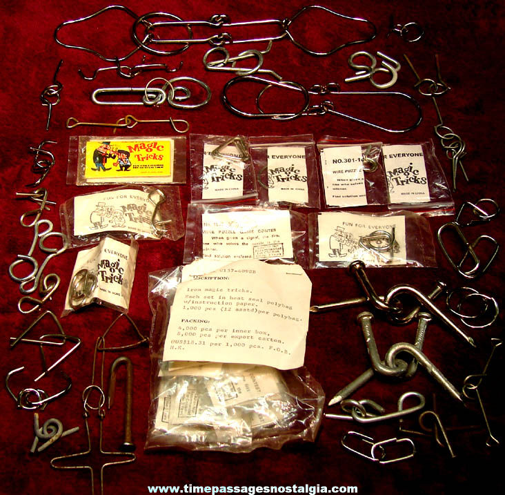 (50) Old Novelty Metal Wire & Nail Puzzles and Magic Trick Samples