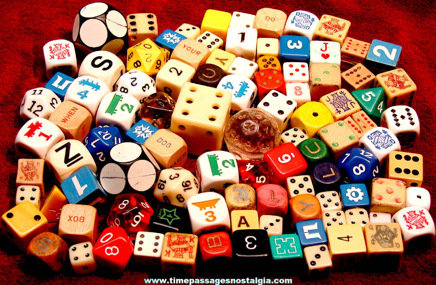 (100) Miscellaneous Colorful Gambling Toy or Game Dice