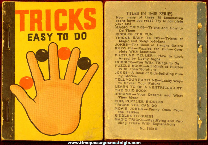 Small 1938 Tricks Easy To Do Tricks of Magic and Sleight of Hand Magic Booklet