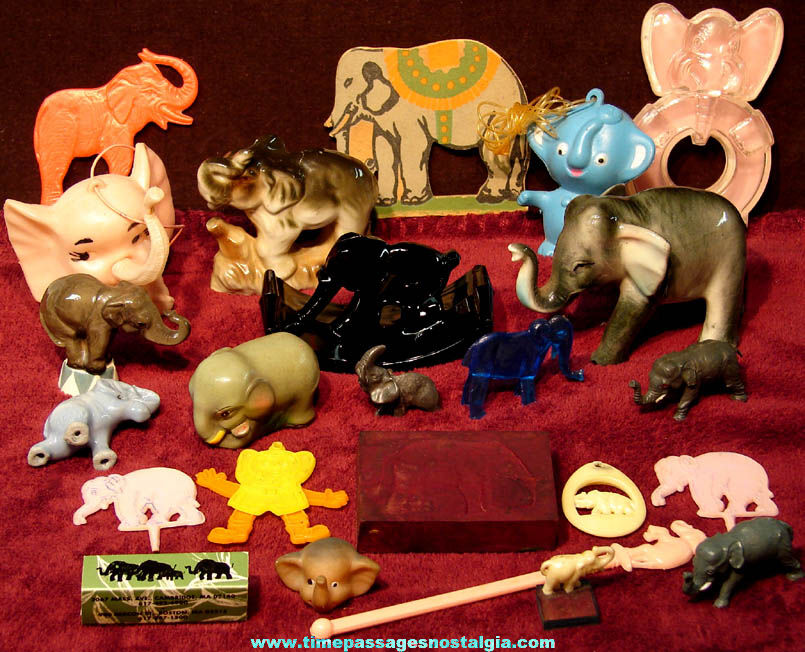 (24) Small Old Elephant Animal Toys Figures and Figurines