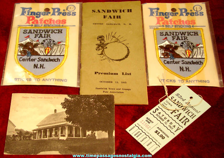 (5) Sandwich Fair Sandwich New Hampshire Advertising Souvenir Items