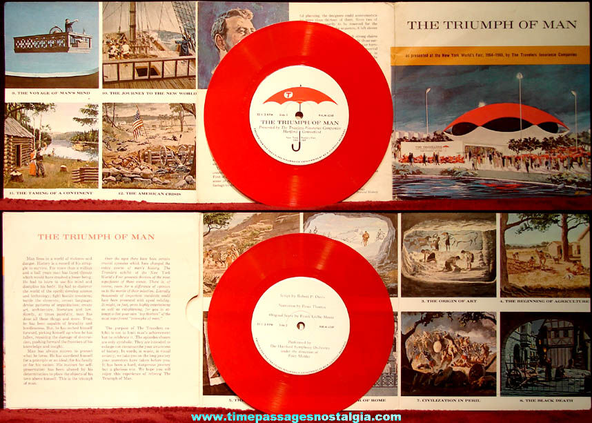 1964 - 1965 New York World’s Fair Triumph of Man Record & Cover Exhibit Souvenir