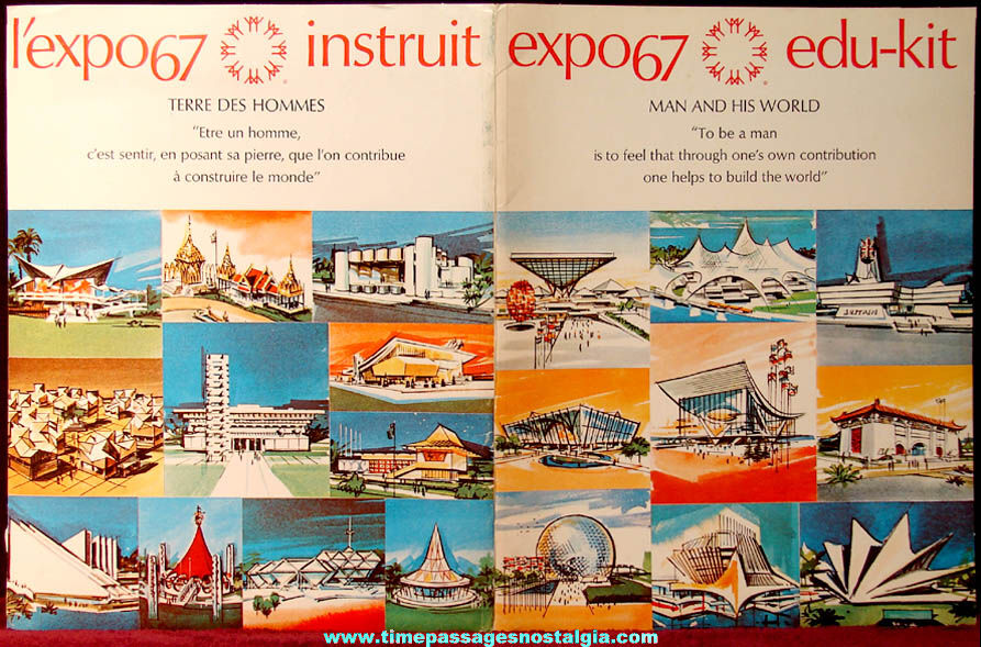 Montreal Canada Expo ’67 World’s Fair Edu Kit Folder With Contents