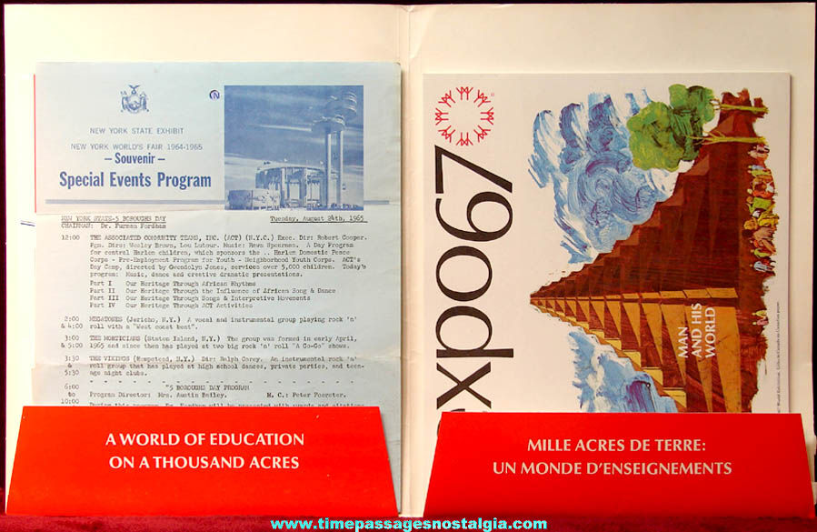 Montreal Canada Expo ’67 World’s Fair Edu Kit Folder With Contents