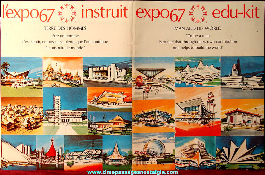 Montreal Canada Expo ’67 World’s Fair Edu Kit Folder With Contents