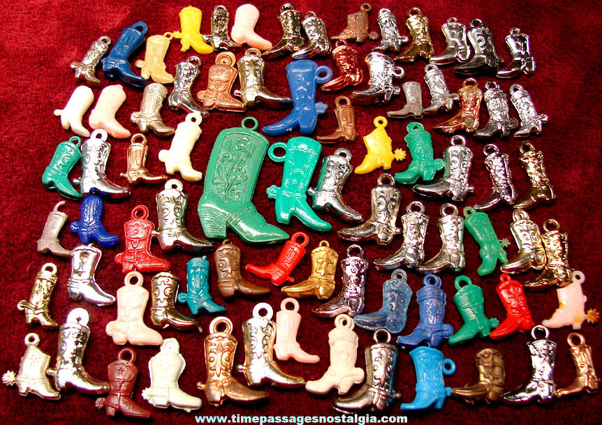 (78) Old Western Cowboy Miniature Boot Gum Ball Machine Toy Prize Charms