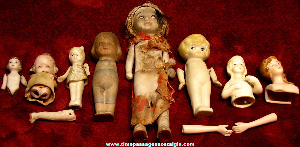Small Old Bisque or Porcelain Novelty Toy Doll Parts