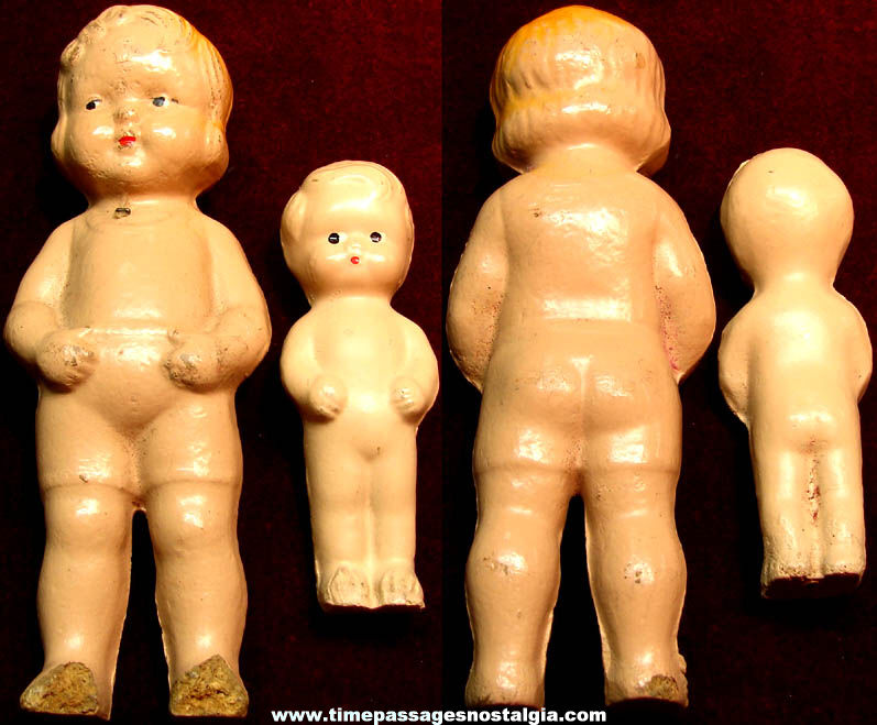 (2) Different Old Molded Composition Toy Doll Figures or Figurines