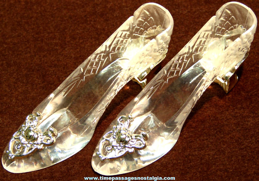 Old Matching Pair of High Heeled Doll Shoes