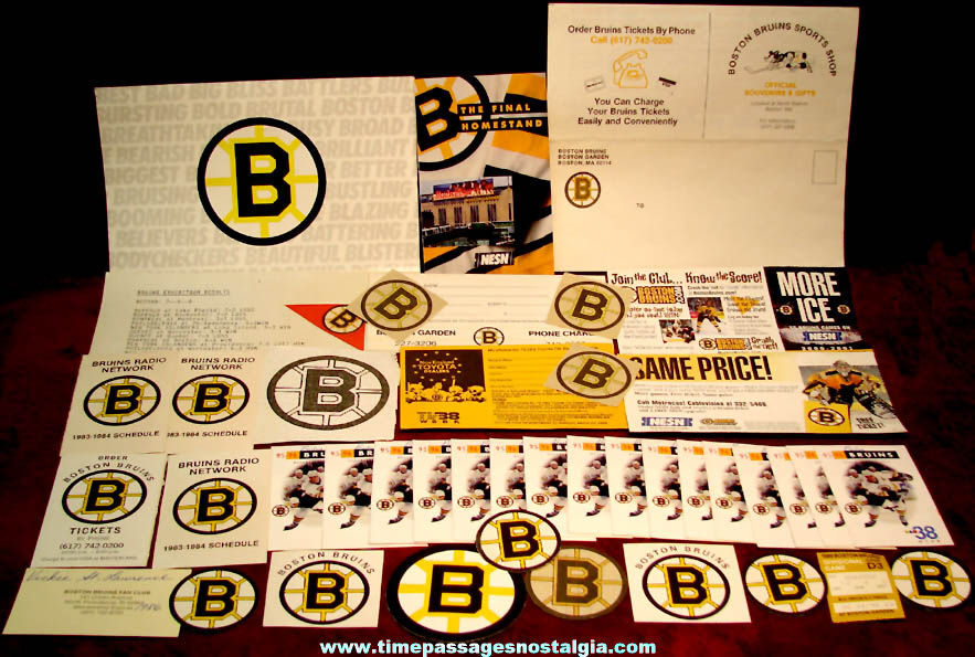 (43) Boston Bruins Hockey Team Advertising or Souvenir Paper Items