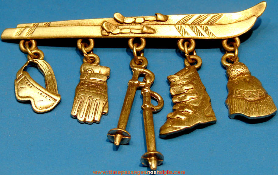 Unused 1980s JJ Jonette Jewelry Skiing or Skier Pewter Sports Pin