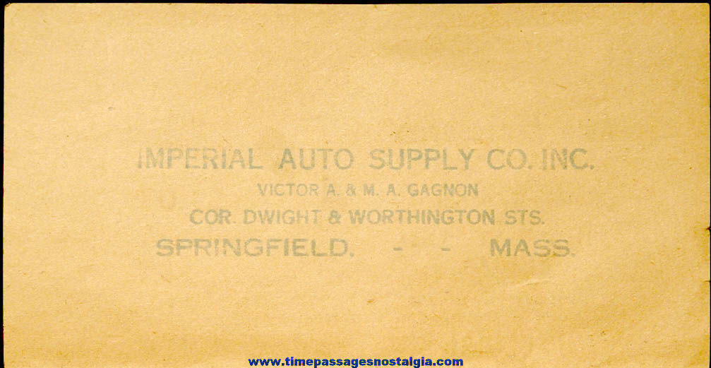 Old Imperial Auto Supply Company Springfield Massachusetts Advertising Sales Flier
