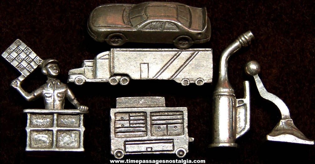 (6) Different Small or Miniature Auto Racing Game Metal Parts