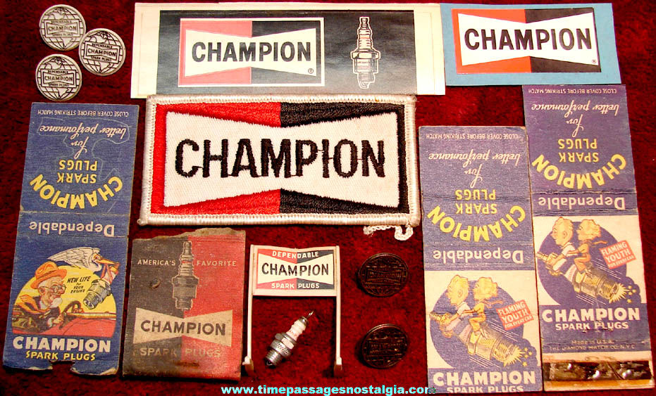 (14) Old Small or Miniature Champion Spark Plugs Advertising Items
