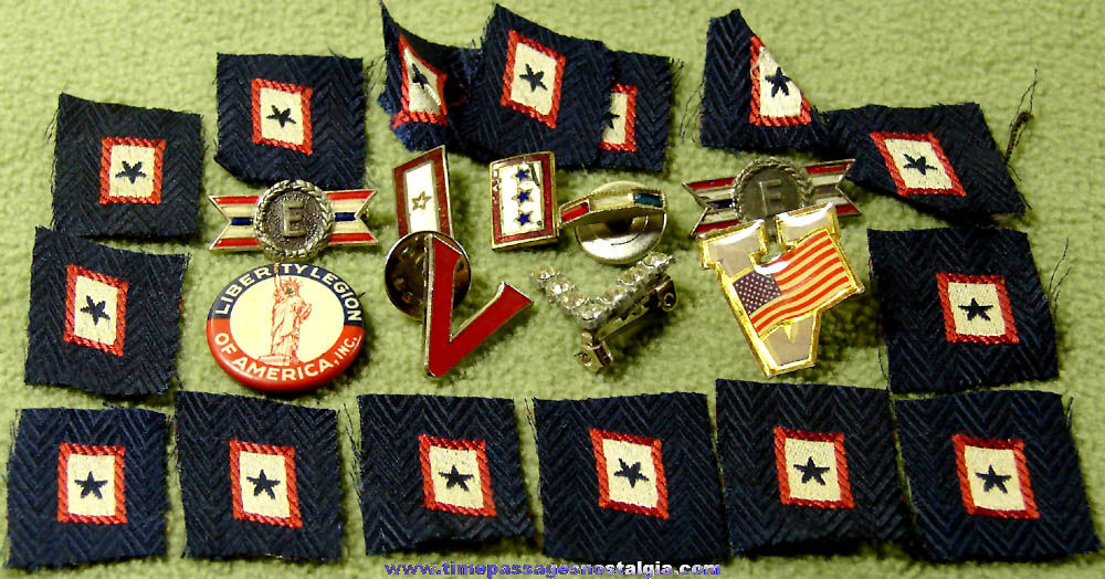 (24) Small World War I & II United States Home Front War Work & Patriotic Items
