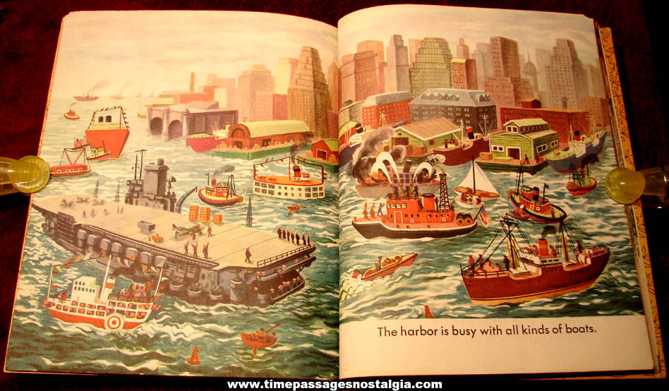 Colorful 1951 Boats Children’s Hard Cover Little Golden Book