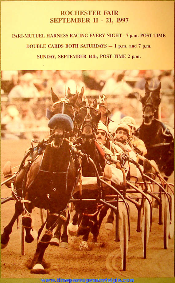 Unused 1997 Rochester New Hampshire Fair Parimutual Harness Racing Advertising Poster
