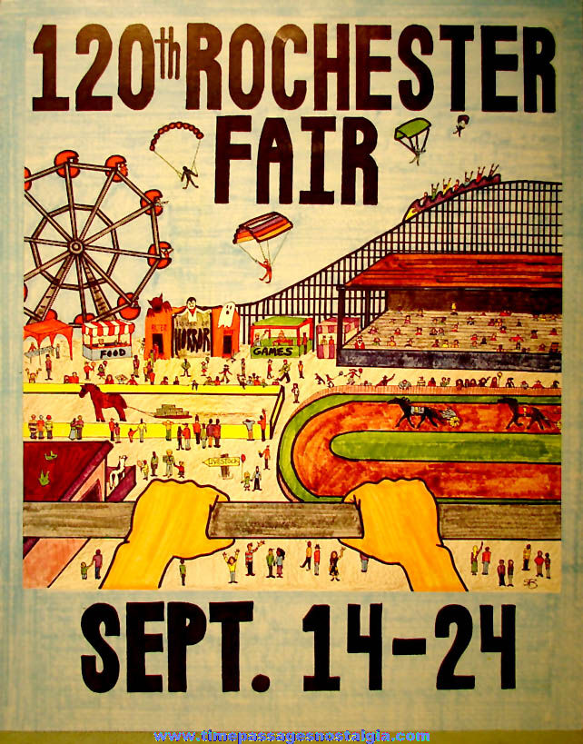 Colorful Unused 1995 120th Annual Rochester New Hampshire Fair Advertising Poster