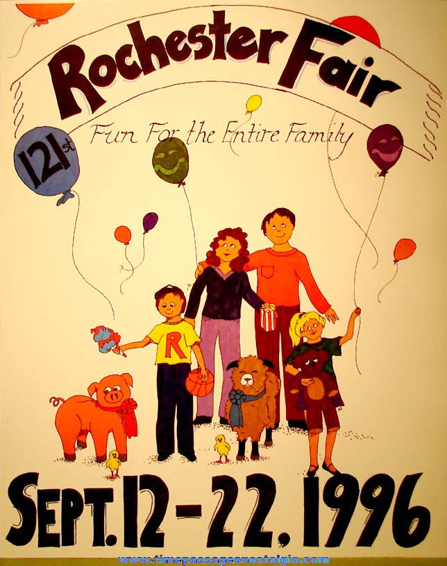 Colorful Unused 1996 121st Annual Rochester New Hampshire Fair Advertising Poster