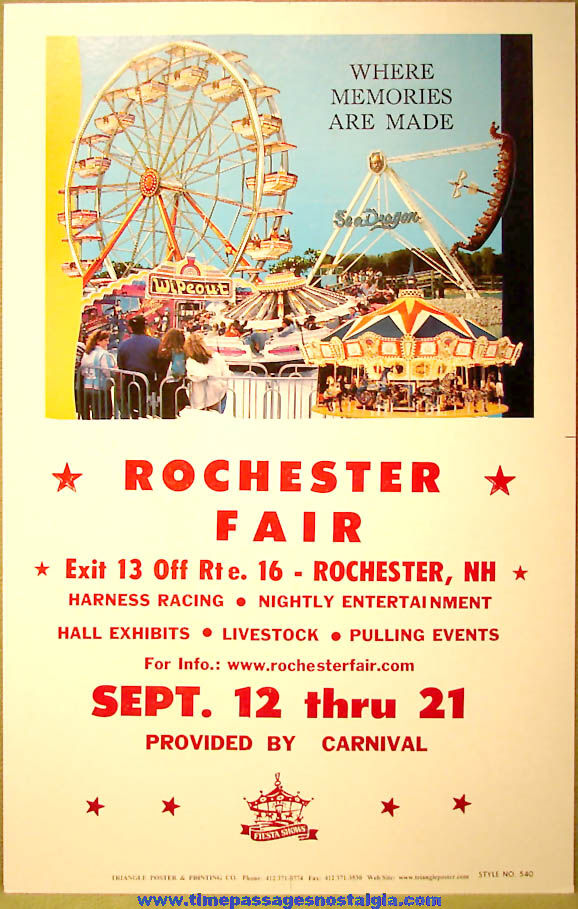 Colorful Old Unused Rochester New Hampshire Fair Advertising Poster
