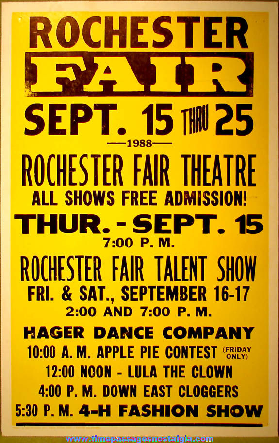Colorful 1988 Rochester New Hampshire Fair Advertising Poster