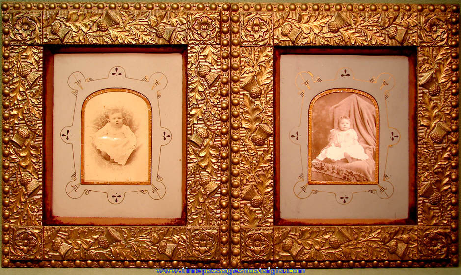 (2) Elaborate Framed Victorian Baby Cabinet Card Photographs