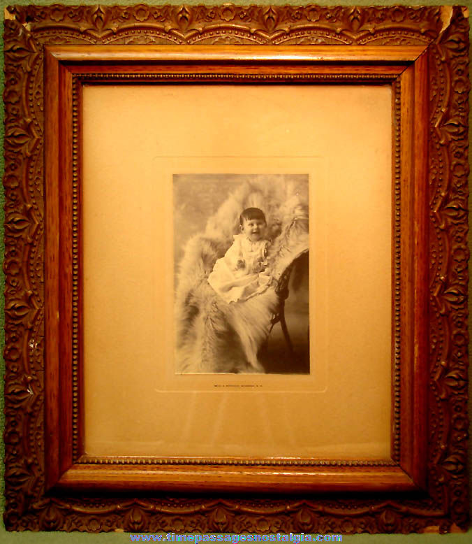 Elaborate Framed Seated Victorian Child Photograph