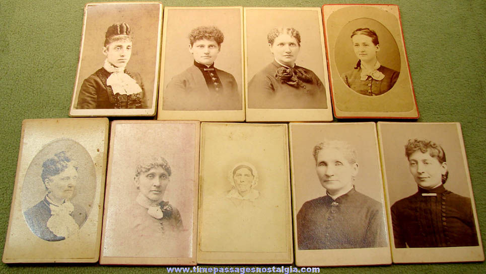 (9) Different Old Women Carte De Visite CDV Photograph Cards