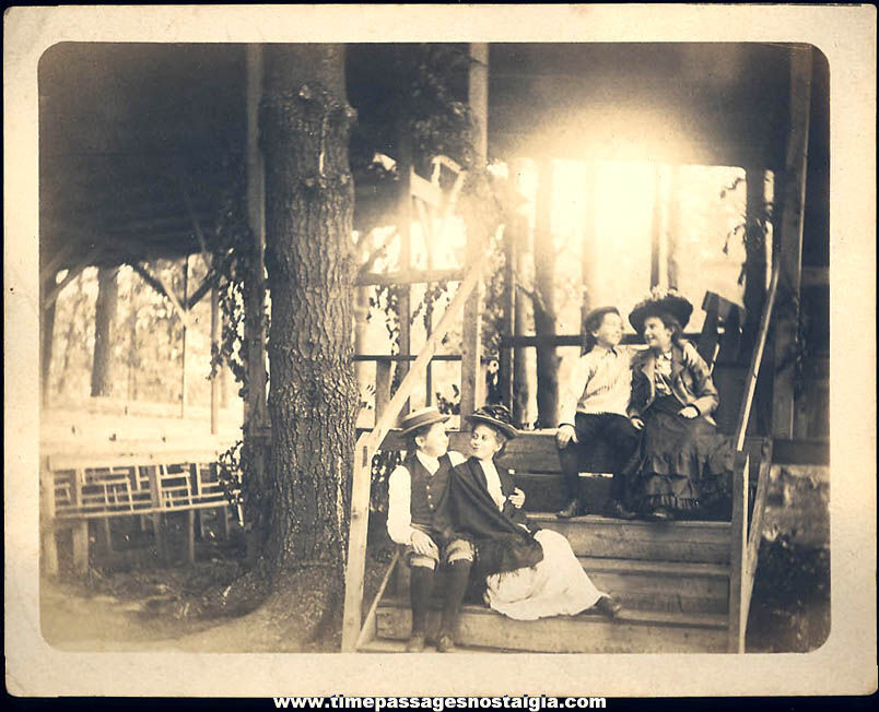 1901 Photograph of Young Victorian Couples on a Spiritual Camp Platform or Stage