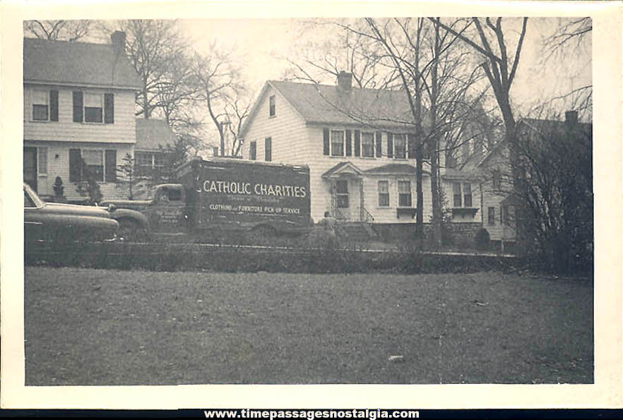 Old Photograph of Worcester Massachusetts Catholic Charities Delivery Truck