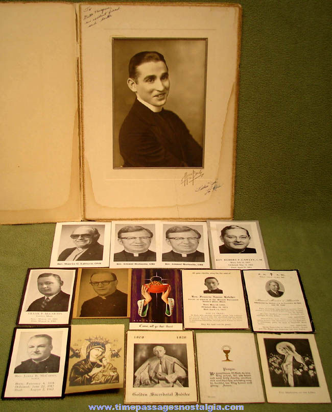 (15) Old Catholic Reverend  or Priest Photographs and Church  or Religious Cards