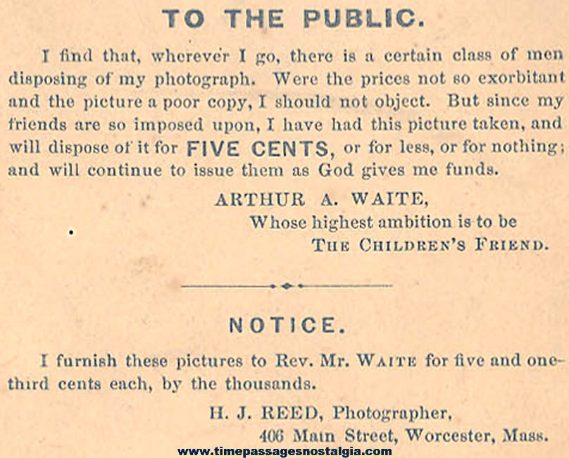 Old Reverend Arthur A Waite Worcester Massachusetts Cabinet Card Photograph