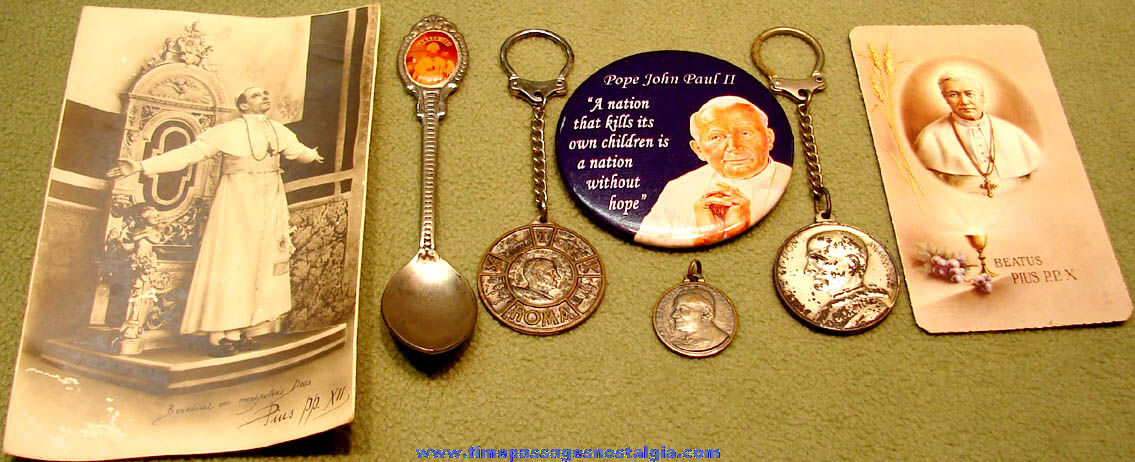 (7) Different Small Old Catholic Bishop or Pope Religious Advertising or Souvenir Items